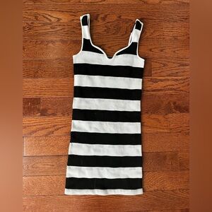bebe Black and White Striped Mini Dress